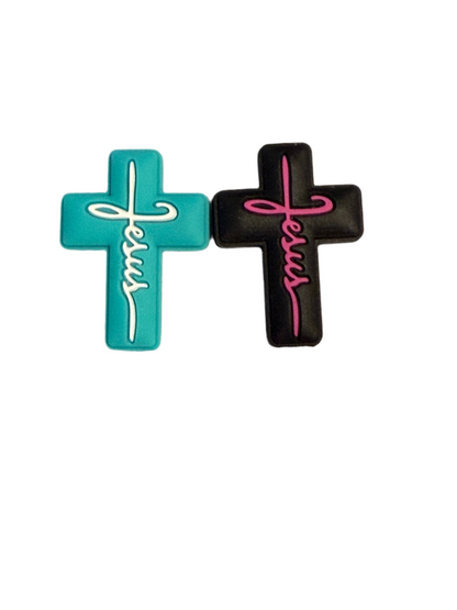 F/R17- (1)PC 1.2" Choose your color- Jesus Cross Focal Bead for DIY Keychains, Wristlets, Cup Charms, Car Charms ETC