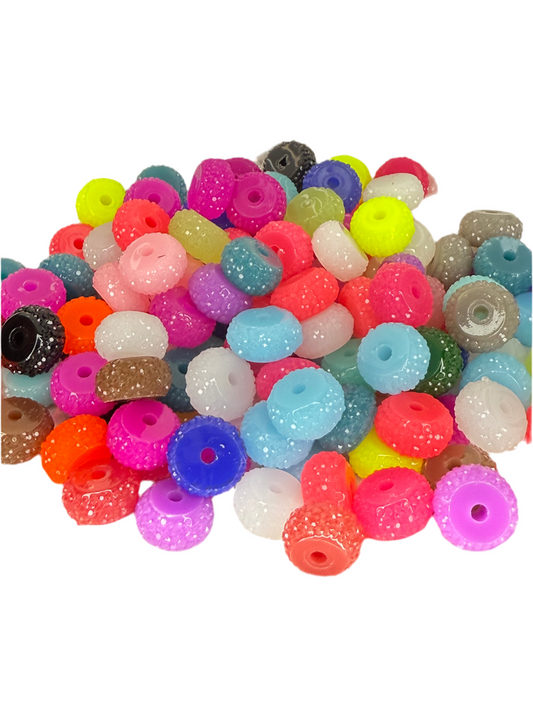 R64- (10PCS) 12mm MIXED COLORS Round Rondelle Style Spacer Plastic/Acrylic Beads for DIY