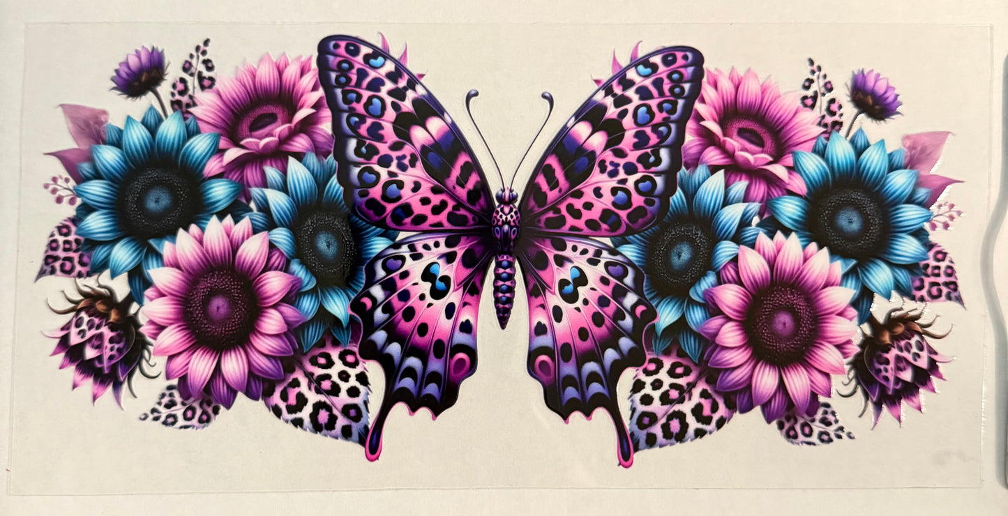 C537- (1PC) FLORAL BUTTERFLY 16OZ UV DTF Transfer Wrap/Sticker for Cup/Tumbler