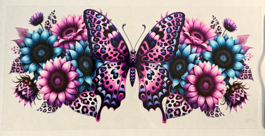 C537- (1PC) FLORAL BUTTERFLY 16OZ UV DTF Transfer Wrap/Sticker for Cup/Tumbler