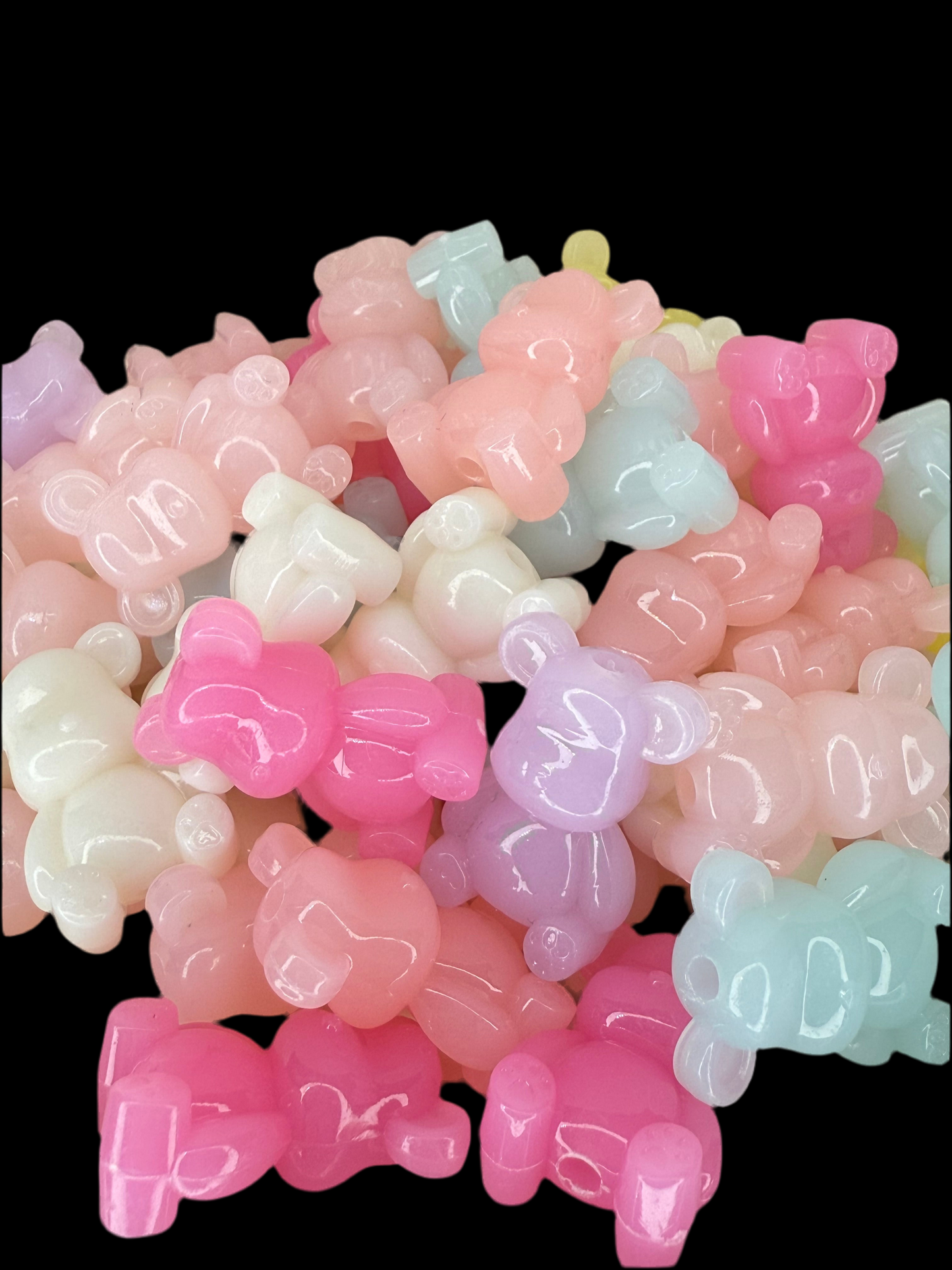 A3- (10PCS) 1" Multi Color Pastel Jelly Bears Acrylic Beads for DIY