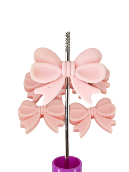 F10- (1)PC 1.1" Light Pink BOW Focal Bead for DIY Keychains, Wristlets, Cup Charms, Car Charms ETC