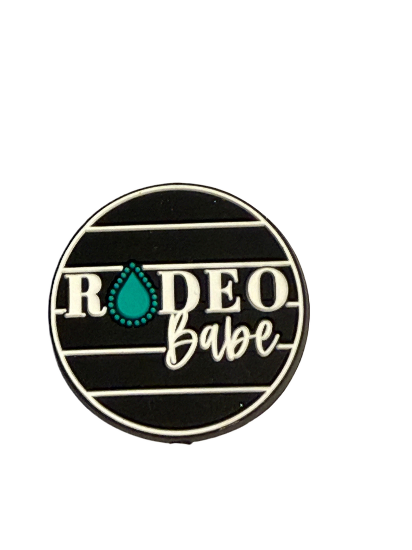 F/C4- (1)PC 1.2" Round Rodeo Babe W/Turquoise Conch Focal Bead for DIY Keychains, Wristlets, Cup Charms, Car Charms ETC