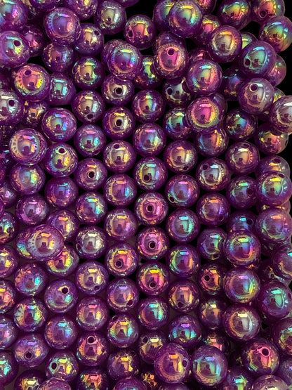 GGB8- (10PCS) 15mm STUNNING PURPLE GLOW Rainbow UVAB Galaxy Shimmer Iridescent Acrylic Beads for DIY