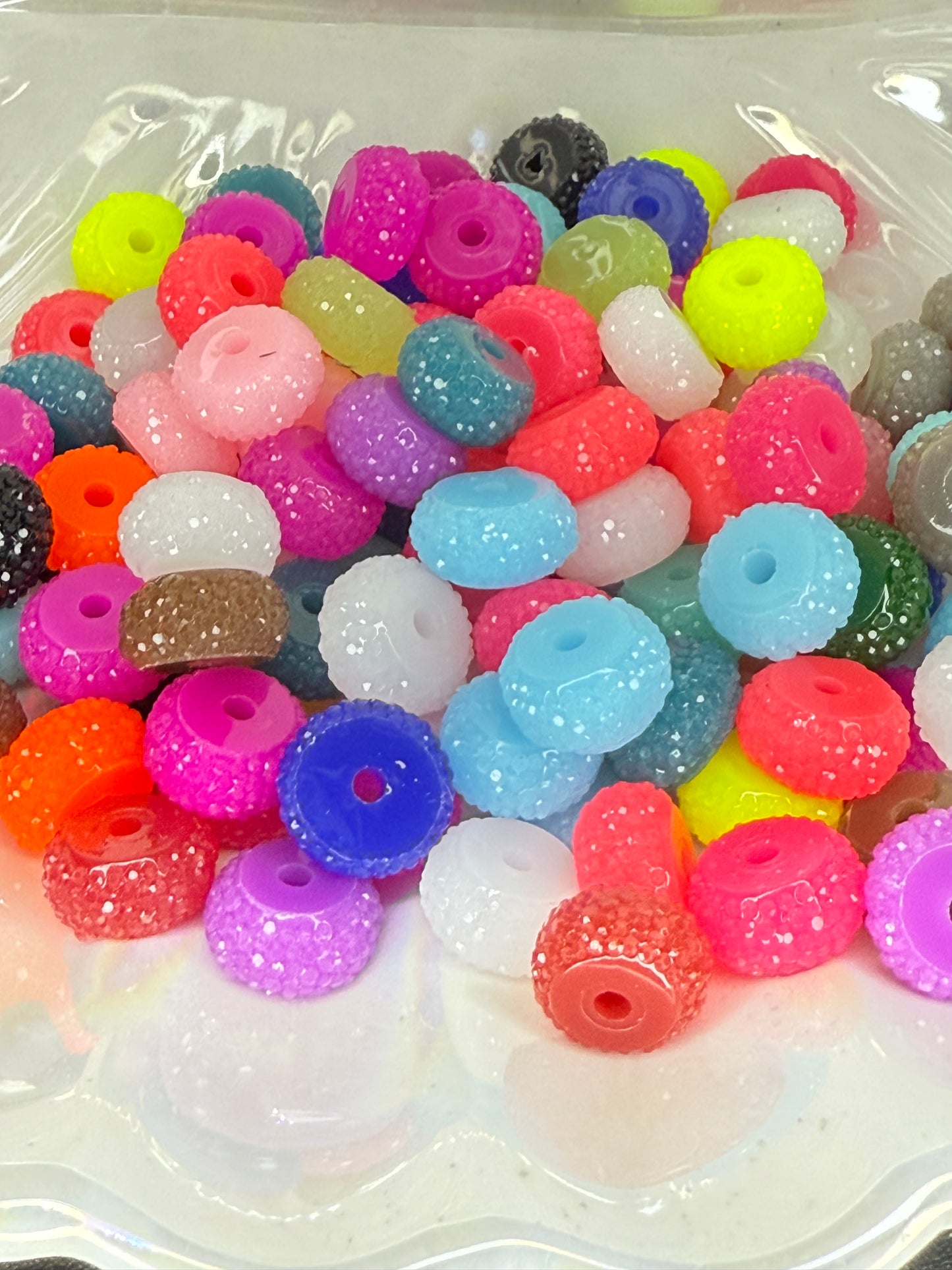 R64- (10PCS) 12mm MIXED COLORS Round Rondelle Style Spacer Plastic/Acrylic Beads for DIY