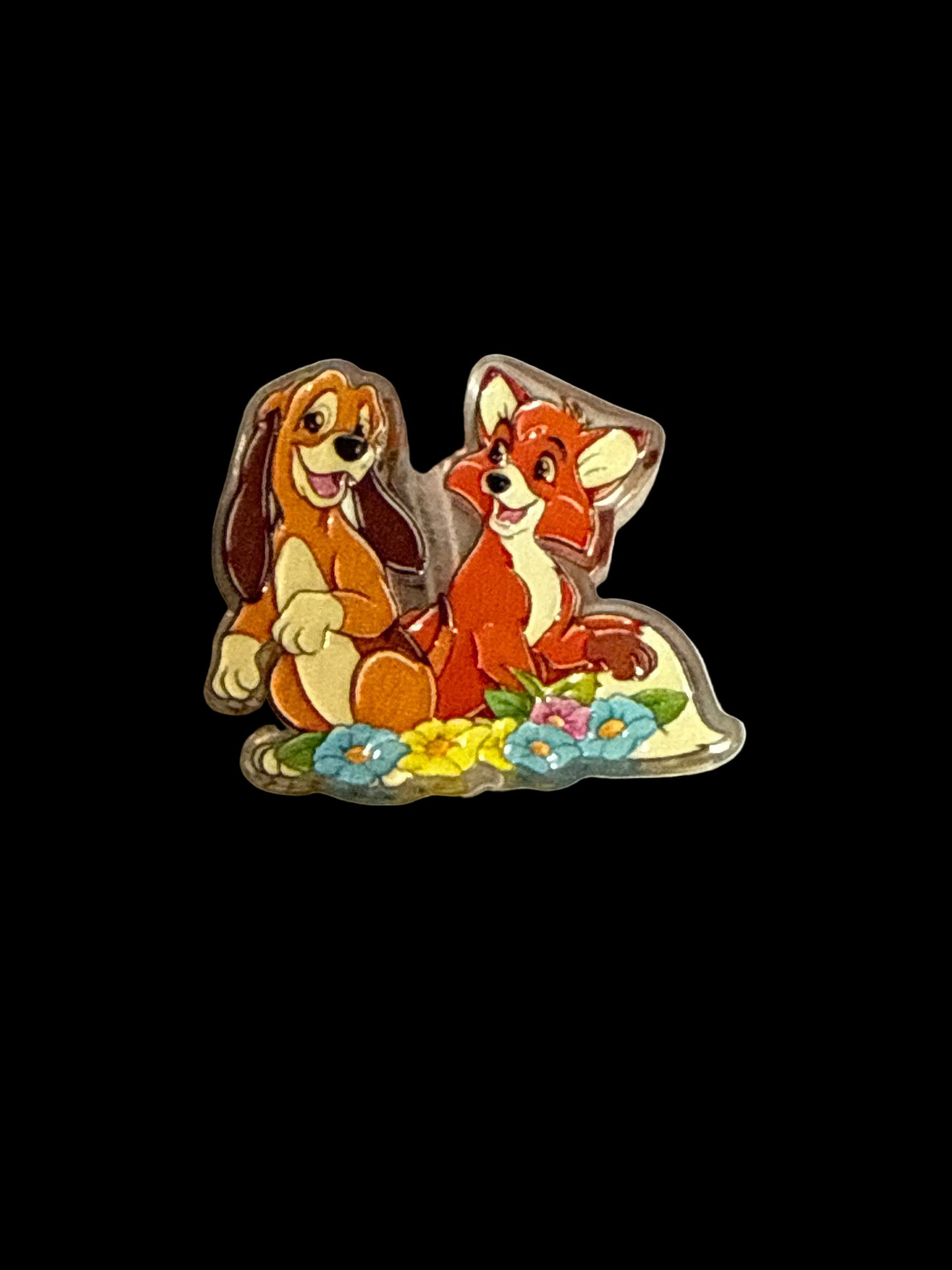 F/ACR45- (1)PC 1" Fox and the Hound Acrylic Focal Bead for DIY Pens, Keychains, Wristlets, Cup Charms, Car Charms ETC