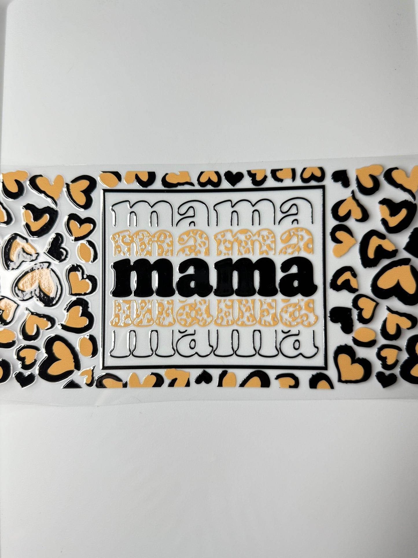 C1- MAMA with heart shaped leopard print 16OZ UV DTF Transfer Wrap/Sticker for Cup/Tumbler