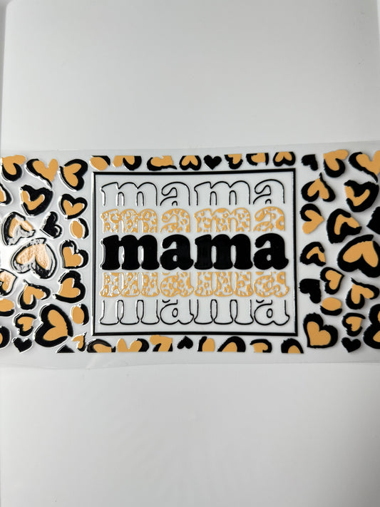 C1- MAMA with heart shaped leopard print 16OZ UV DTF Transfer Wrap/Sticker for Cup/Tumbler