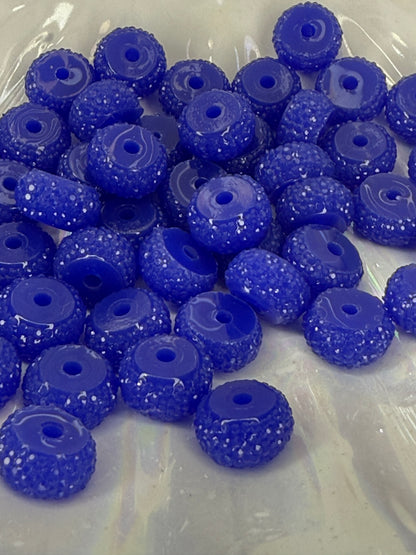 R59- (10PCS) 12mm ROYAL BLUE Round Rondelle Style Spacer Plastic/Acrylic Beads for DIY