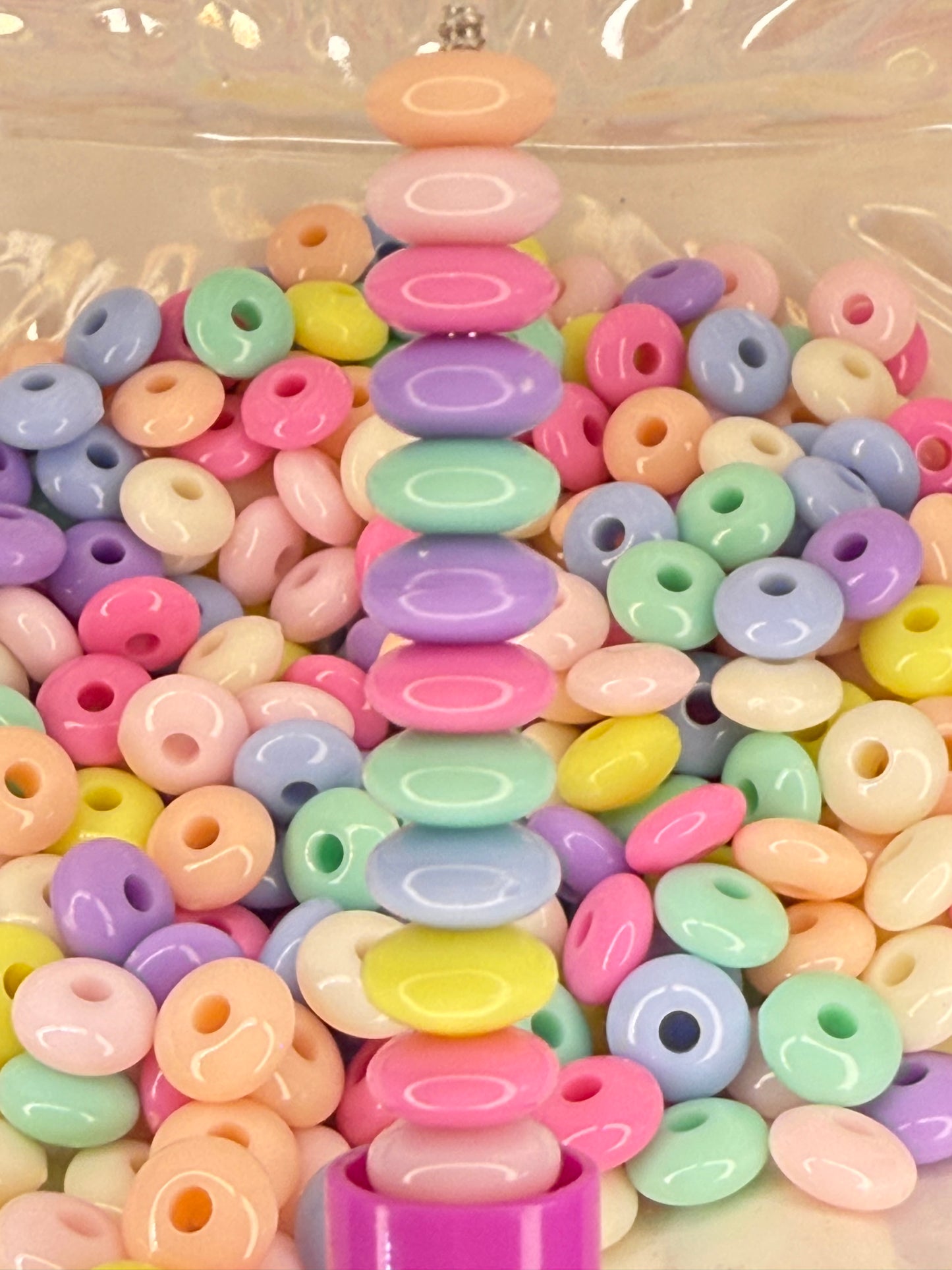 R91-(20PCS) 8mm Multi Color Pastel/Lentils/Spacer/Wheel Plastic Beads for DIY