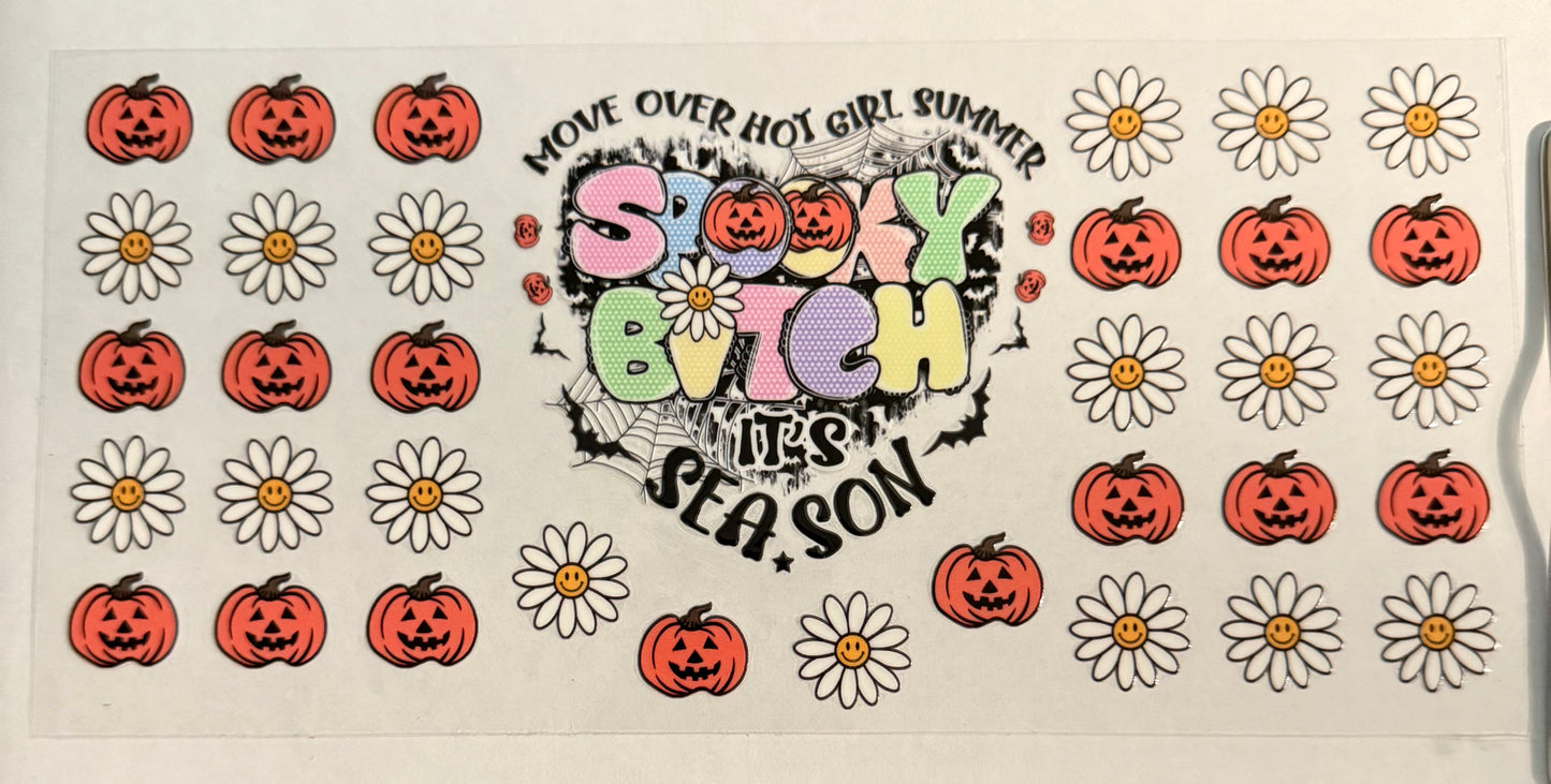 C538- (1PC) SPOOKY B SEASON 16OZ UV DTF Transfer Wrap/Sticker for Cup/Tumbler