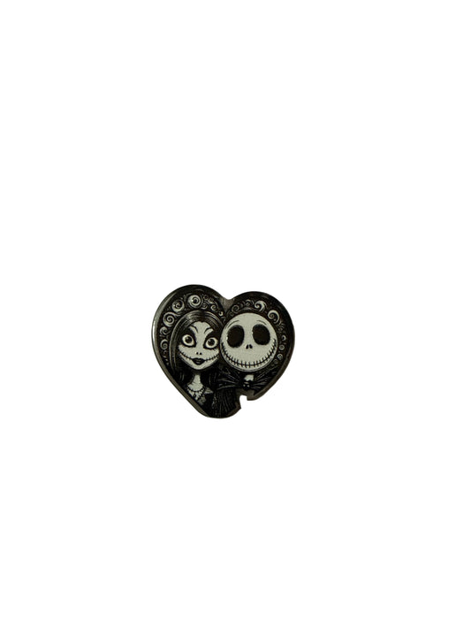 F/ACR26- (1)PC 1" Nightmare B4 Jack & Sally Heart Flower Acrylic Focal Bead for DIY Pens, Keychains, Wristlets, Cup Charms, Car Charms ETC