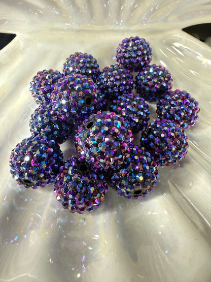 R28- (5PCS) 20mm Eggplant Purple/Royal Blue AB Bubblegum Acrylic RHINESTONE Beads for DIY