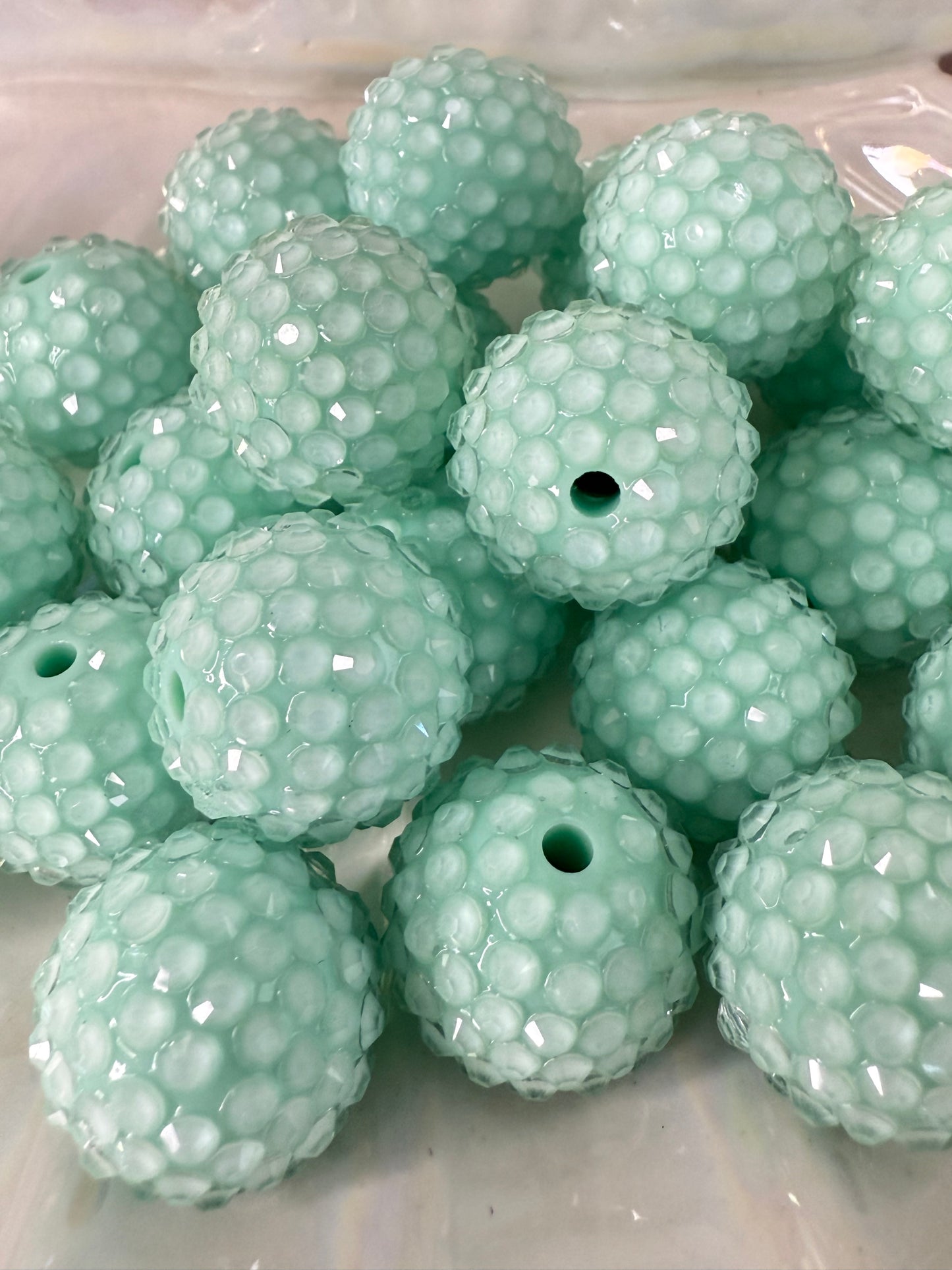 R32-MINT GREEN (5PCS) 20mm Clear Jelly Bubblegum Acrylic Rhinestone Beads for DIY