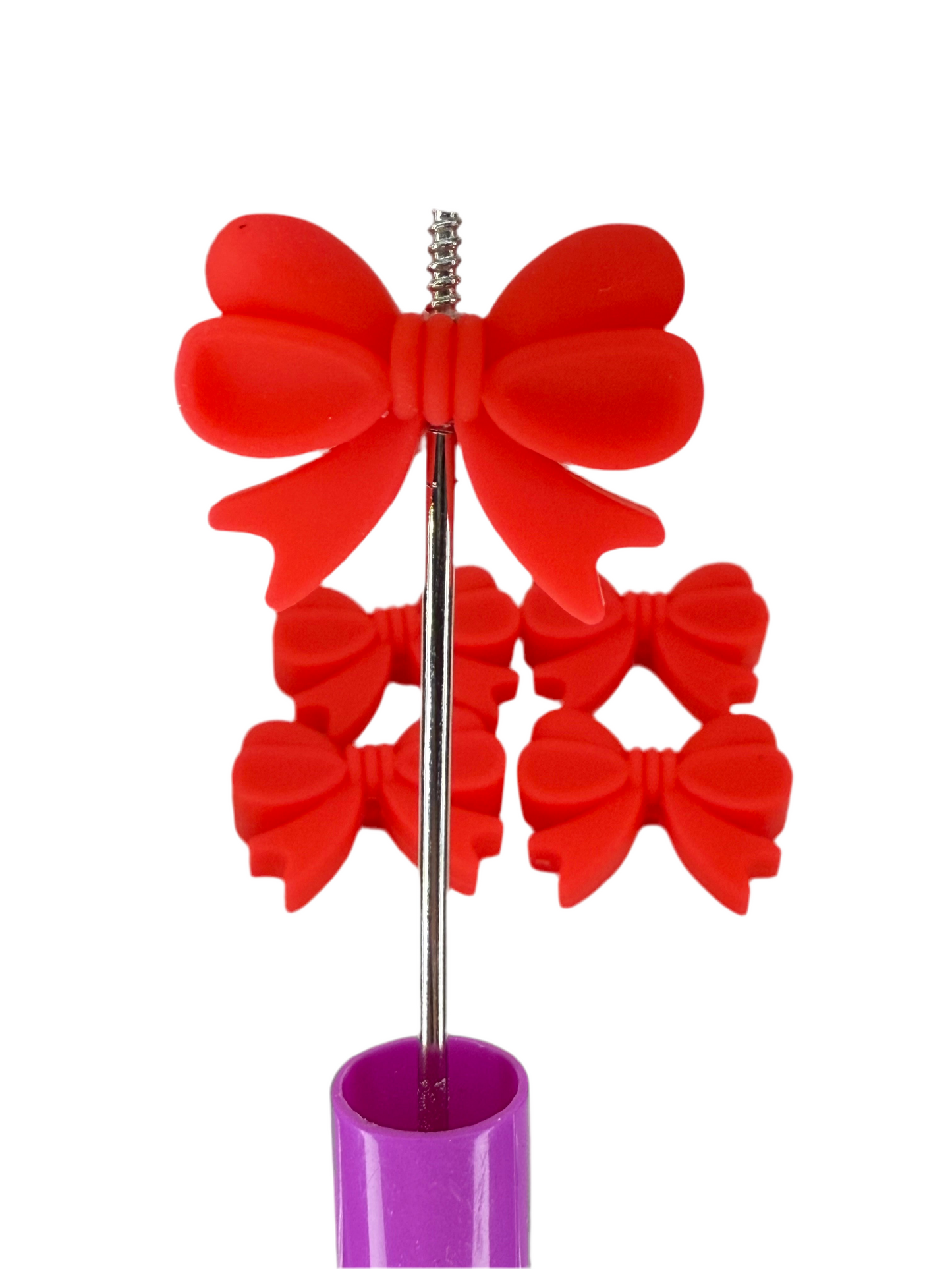 F13- (1)PC 1.1" Red BOW Focal Bead for DIY Keychains, Wristlets, Cup Charms, Car Charms ETC