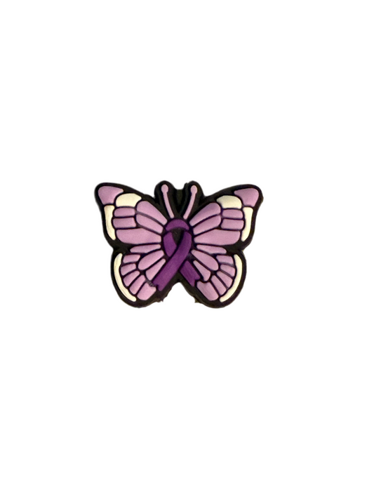 F/DX 17 (1)PC 1" Purple Butterfly W/Ribbon Focal Bead for DIY Keychains, Wristlets, Cup Charms, Car Charms ETC