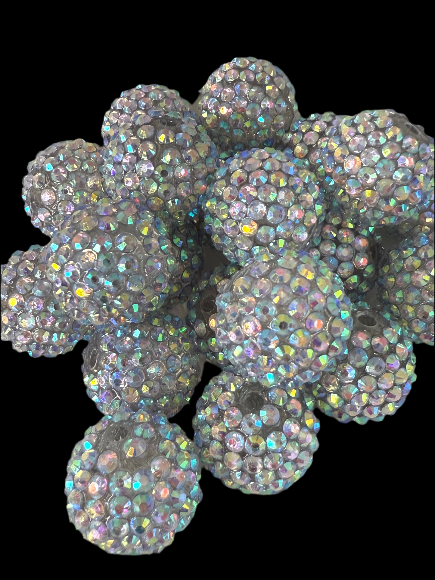 R31- (5PCS) 20mm Clear Silver AB Color Bubblegum Acrylic Rhinestone Beads for DIY