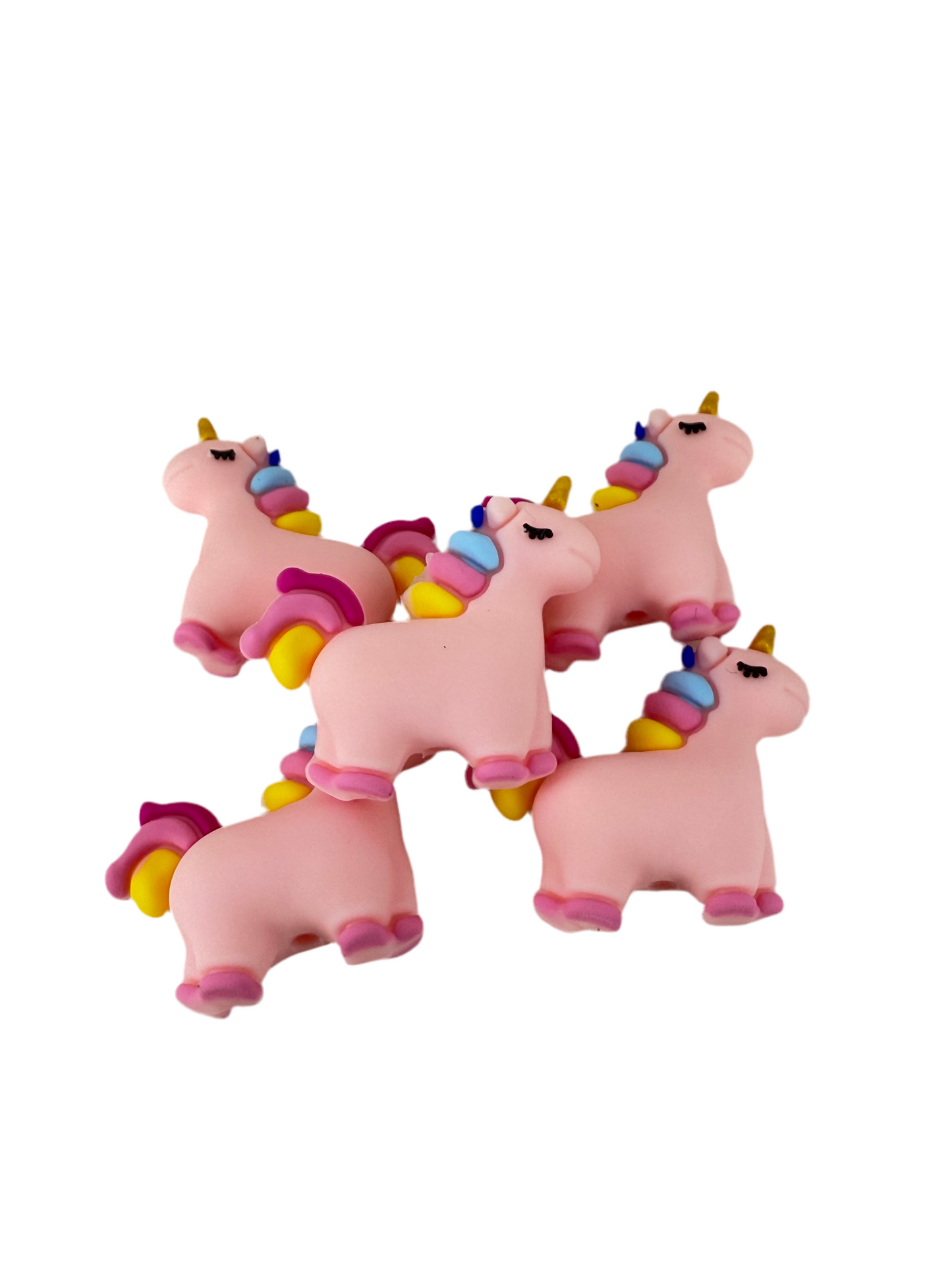 F27- (1)PC 1.1" 3D Light Pink/Rainbow Unicorn Focal Bead for DIY Keychains, Wristlets, Cup Charms, Car Charms ETC