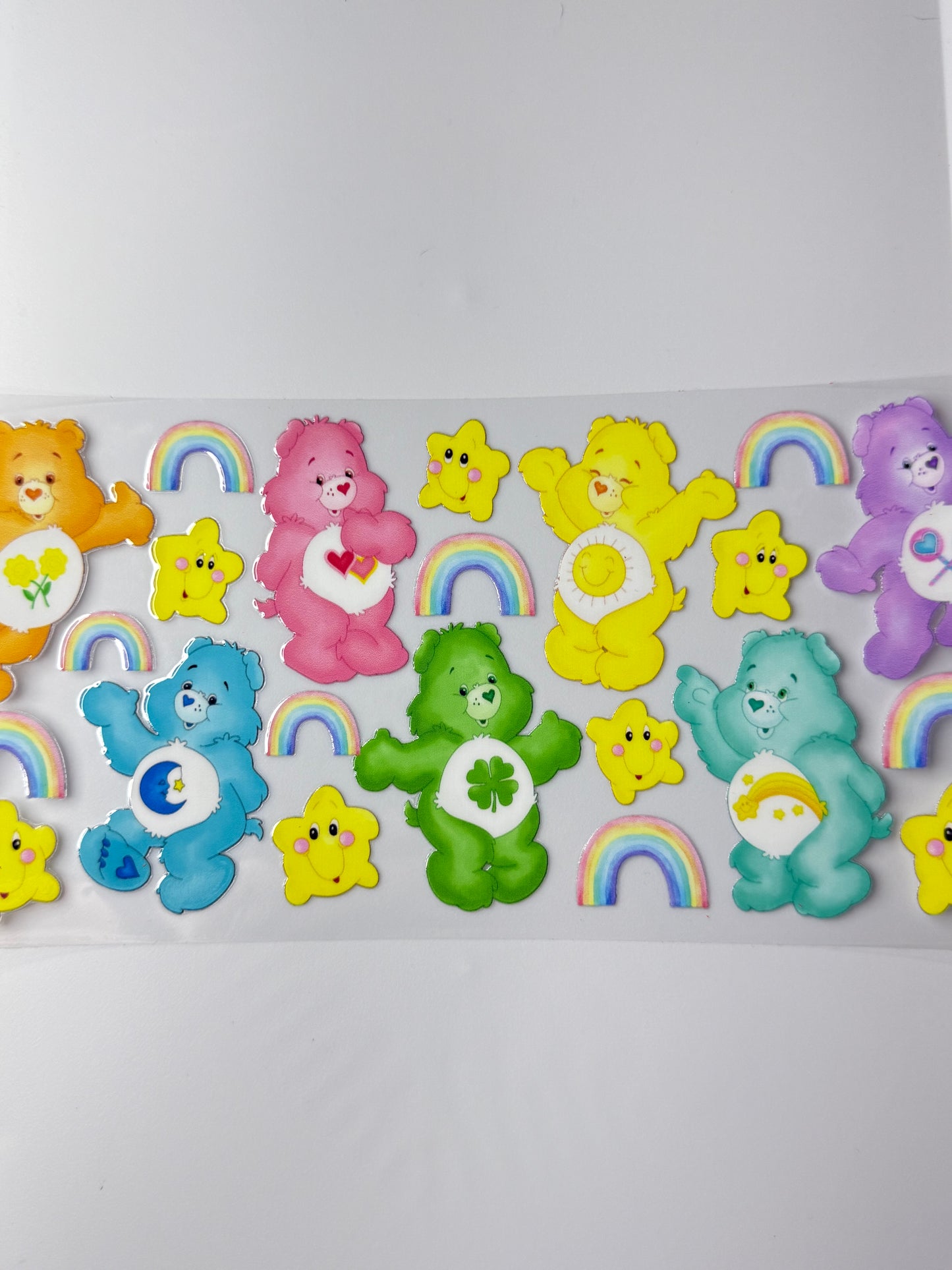 C3- Colorful Bright Care Bears with Rainbows 16OZ UV DTF Transfer Wrap/Sticker for Cup/Tumbler