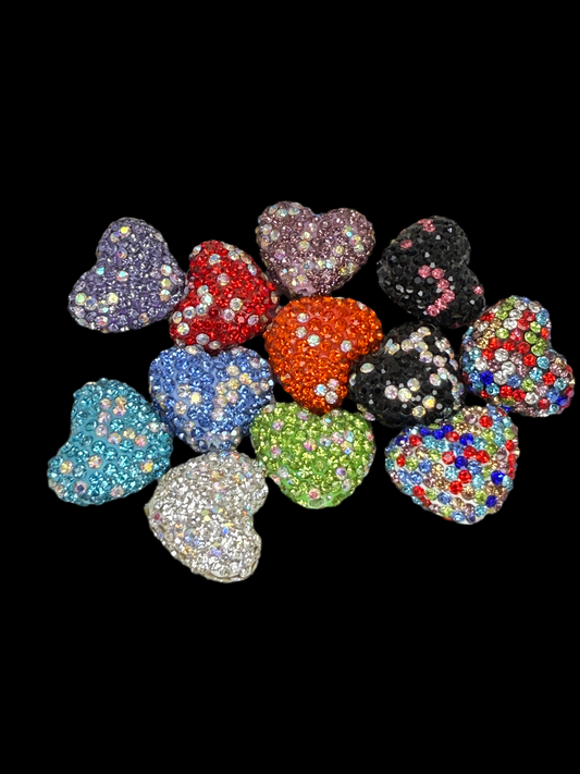 R48- (1PC) CHOOSE YOUR AB COLOR- High Quality 20mm HEART Pave-rhinestones with Polymer Clay Core Beads for DIY