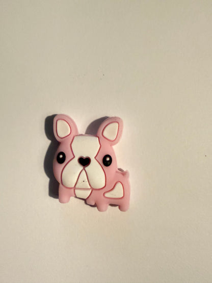 F/A26- (1)PC 1" Choose your color- Cute Bull Dog Focal Bead for DIY Keychains, Wristlets, Cup Charms, Car Charms ETC