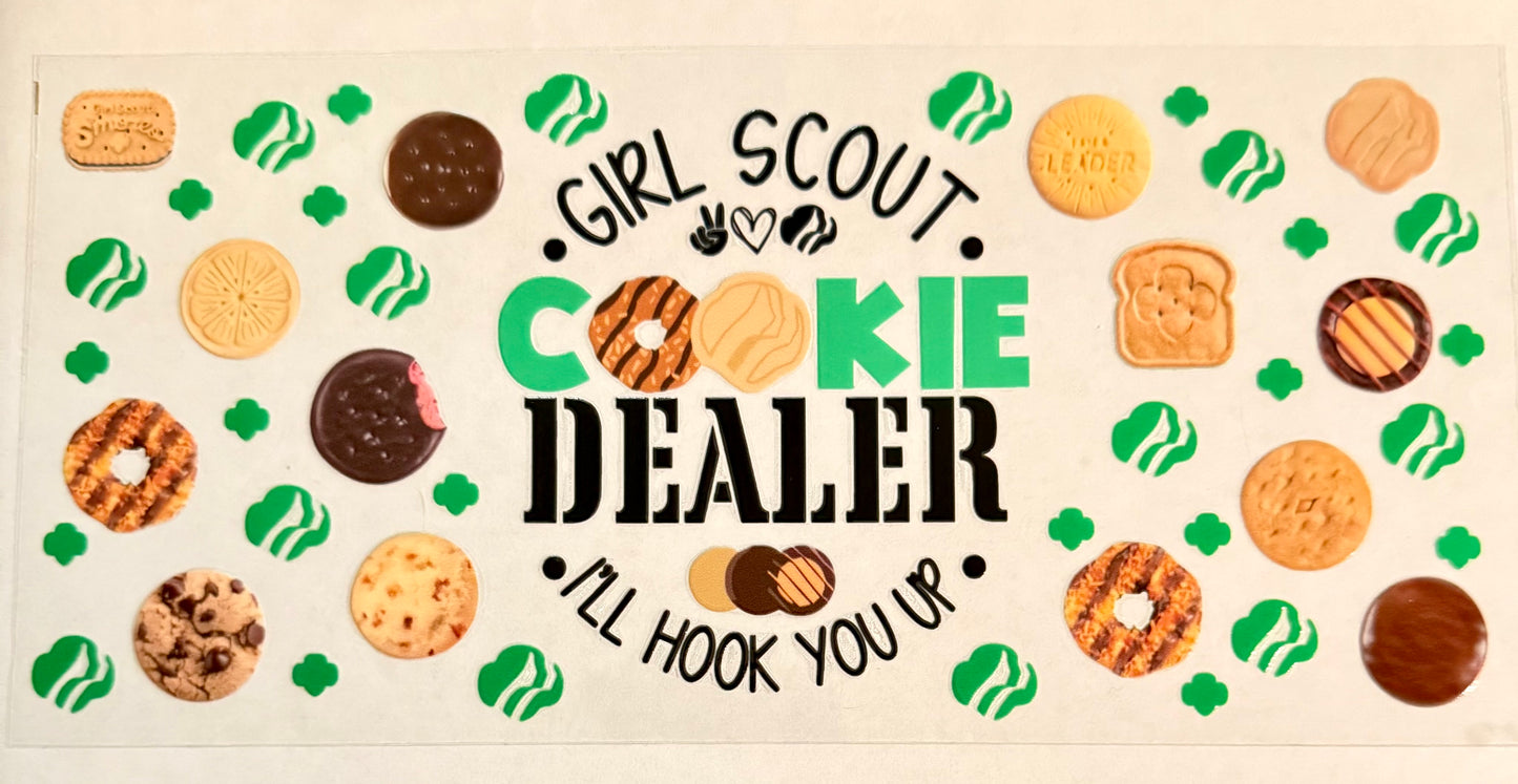 C544- (1PC) GIRL SCOUT COOKIE DEALER 16OZ UV DTF Transfer Wrap/Sticker for Cup/Tumbler