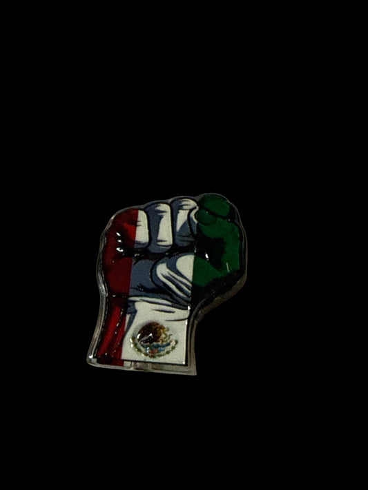 F/ACR20- (1)PC 1" Red/White/Green Flag W/Fist Acrylic Focal Bead for DIY Pens, Keychains, Wristlets, Cup Charms, Car Charms ETC
