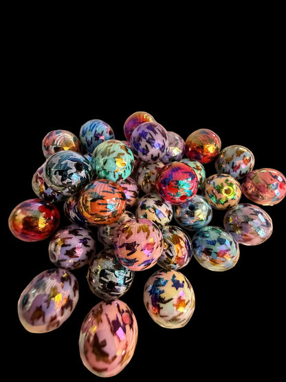 B15- (10PCS) 16mm Mixed Color Houndstooth UVAB Bubblegum Acrylic Beads for DIY