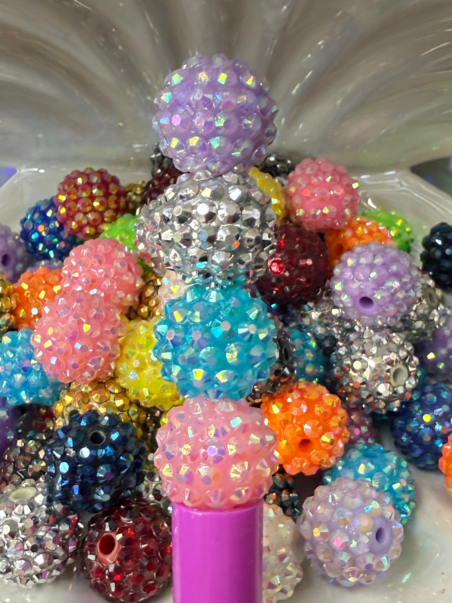 R4- (10PCS) 16mm Mixed Color Bubblegum Acrylic AB RHINESTONE Beads for DIY