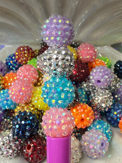 R4- (10PCS) 16mm Mixed Color Bubblegum Acrylic AB RHINESTONE Beads for DIY