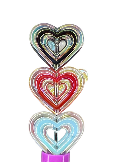 S3- (10PCS) 23mm Mixed UVAB Colors Open Center Heart Beads DIY