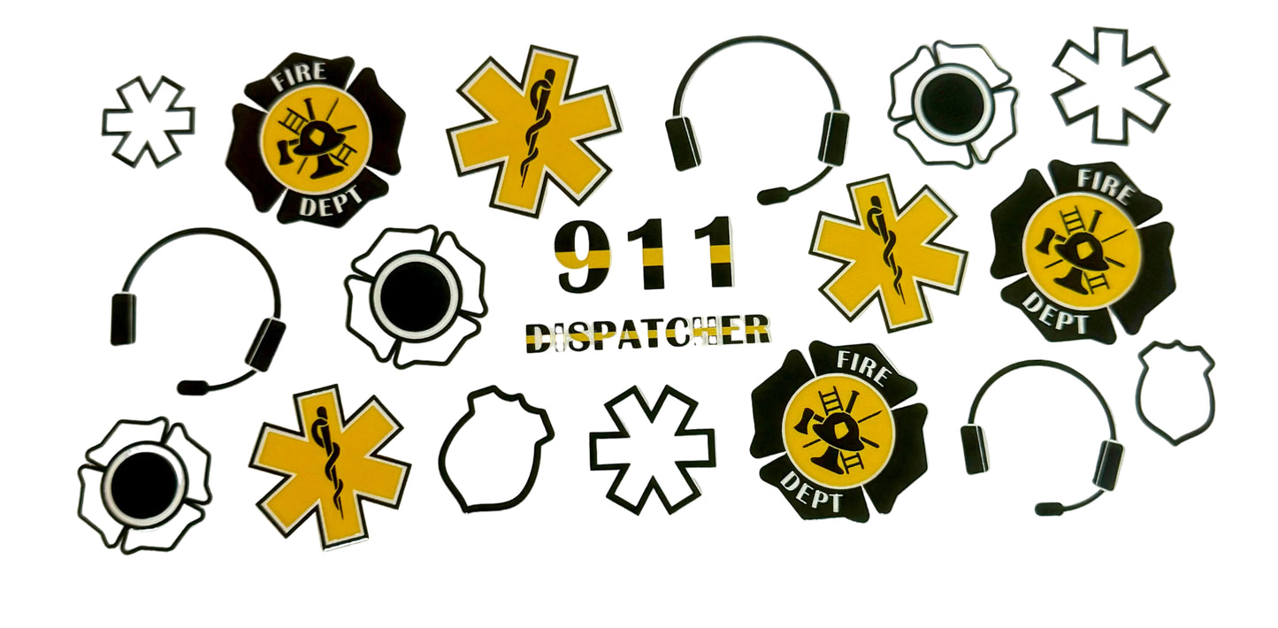 C281- (1PC) 911 DISPATCHER 16OZ UV DTF Transfer Wrap/Sticker for Cup/Tumbler