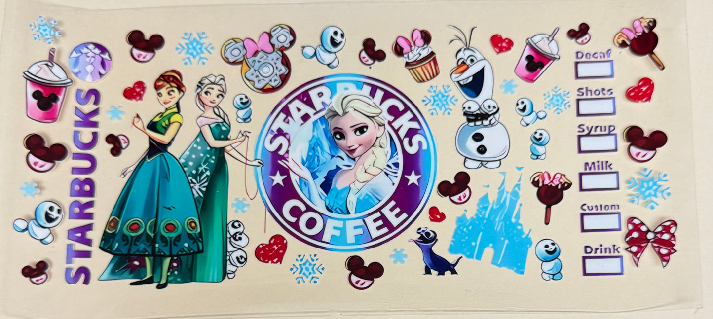 C494- (1PC) FROZEN 16OZ UV DTF Transfer Wrap/Sticker for Cup/Tumbler