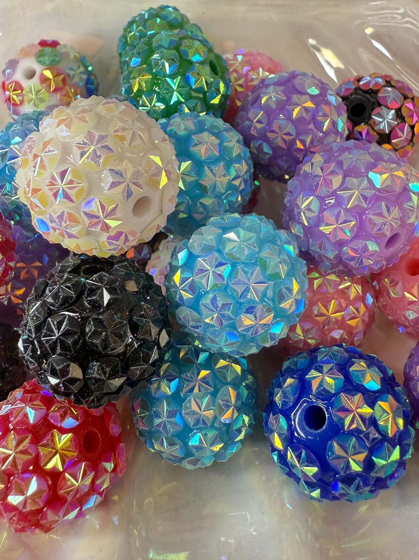 R43- (5PCS) 20mm Multi-Color STAR GALAXY AB Shimmer Color Bubblegum Acrylic Rhinestone Beads for DIY