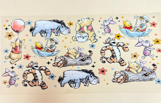 C505- (1PC) VINTAGE POOH 16OZ UV DTF Transfer Wrap/Sticker for Cup/Tumbler
