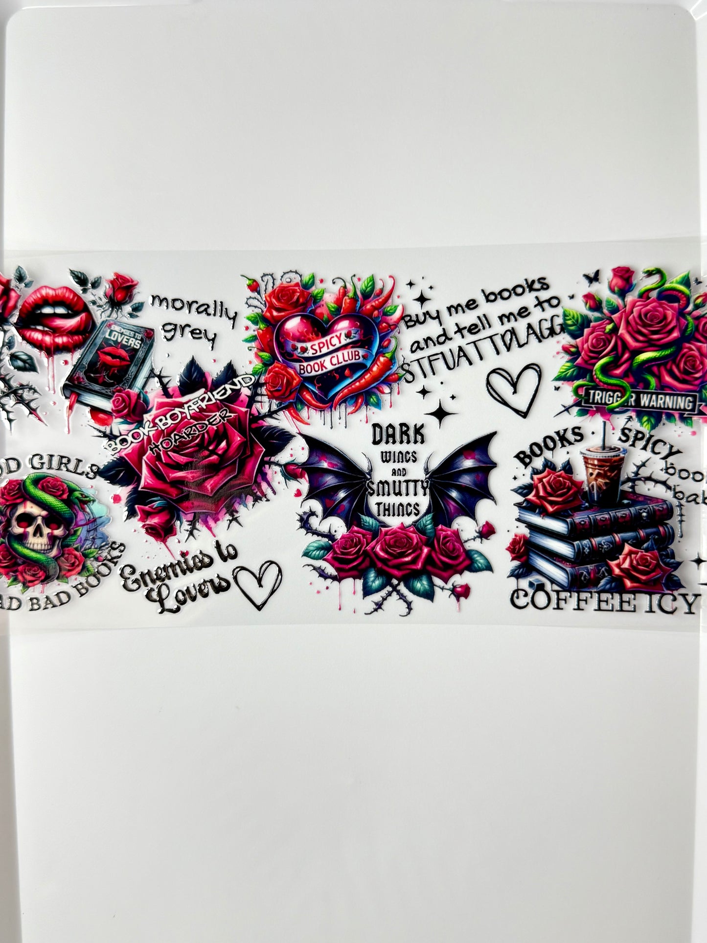 C78- Dark wings and Smutty things/Book quotes 16OZ UV DTF Transfer Wrap/Sticker for Cup/Tumbler