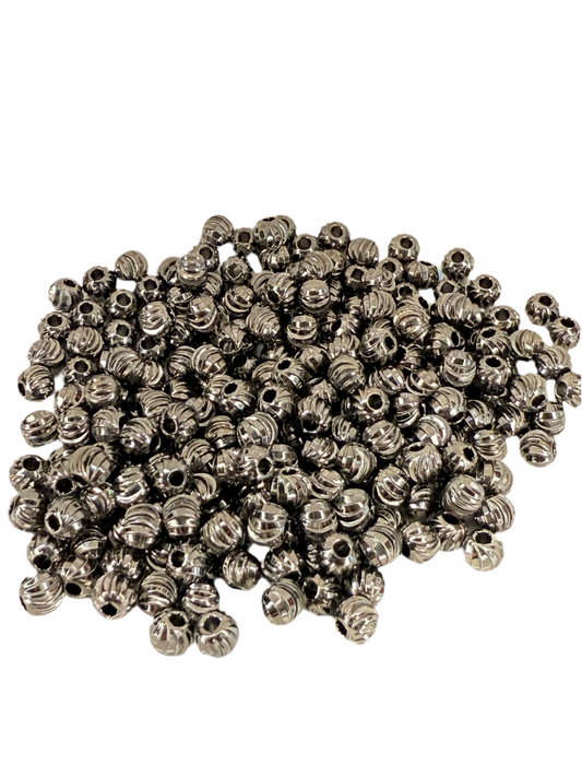 R88-(10PCS) 6mm Small High-Quality Metallic Charcoal Gray Round Pumpkin Cut metal Spacer/Wheel Beads for DIY