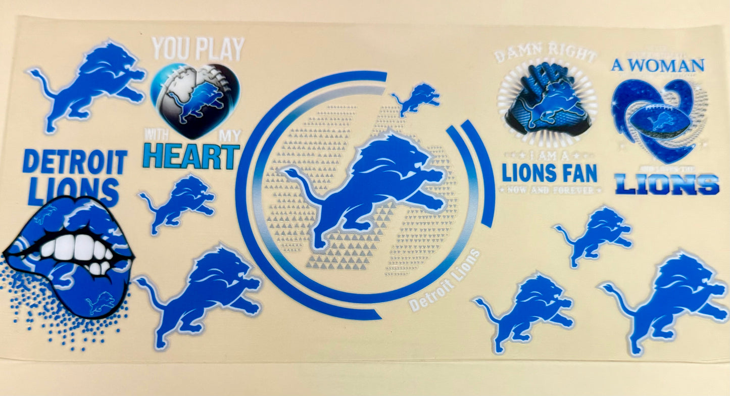 C330- (1PC) LIONS 16OZ UV DTF Transfer Wrap/Sticker for Cup/Tumbler