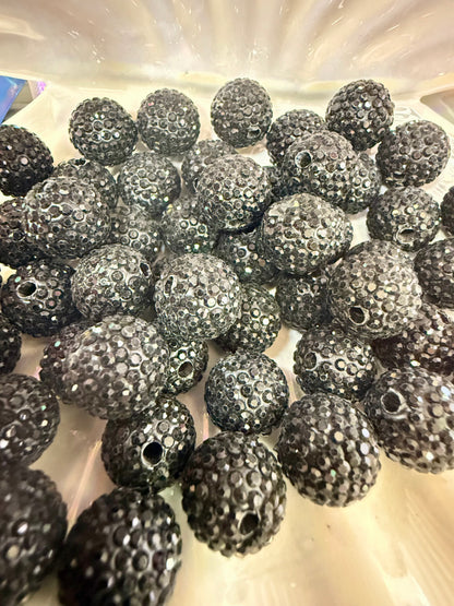 R14- (10PCS) 16mm Black Pave-rhinestones with Polymer Clay Core Beads for DIY