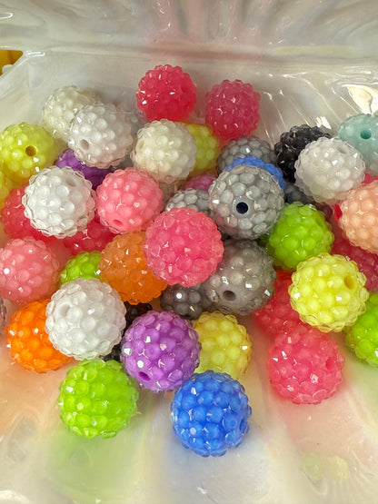 R2- (10PCS) 16mm Mixed Color Solid JELLY Dewdrop Bubblegum Acrylic RHINESTONE Beads for DIY