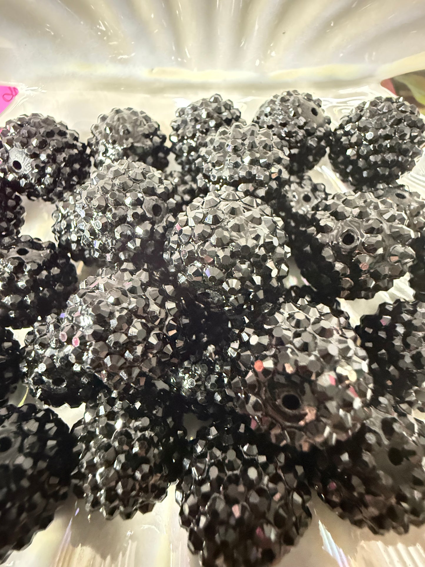 R39- (5PCS) 20mm Black Color Bubblegum Acrylic Rhinestone Beads for DIY
