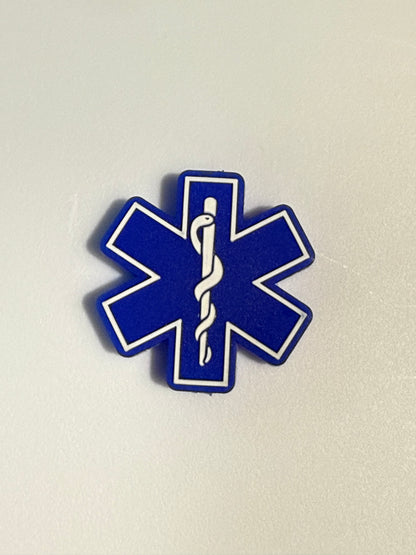 F/C24- (1)PC 1" Choose Your Color- Red/Black/Blue Medical Star Of Life/EMS Focal Bead for DIY Keychains, Wristlets, Cup Charms, Car Charms ETC