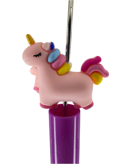 F27- (1)PC 1.1" 3D Light Pink/Rainbow Unicorn Focal Bead for DIY Keychains, Wristlets, Cup Charms, Car Charms ETC