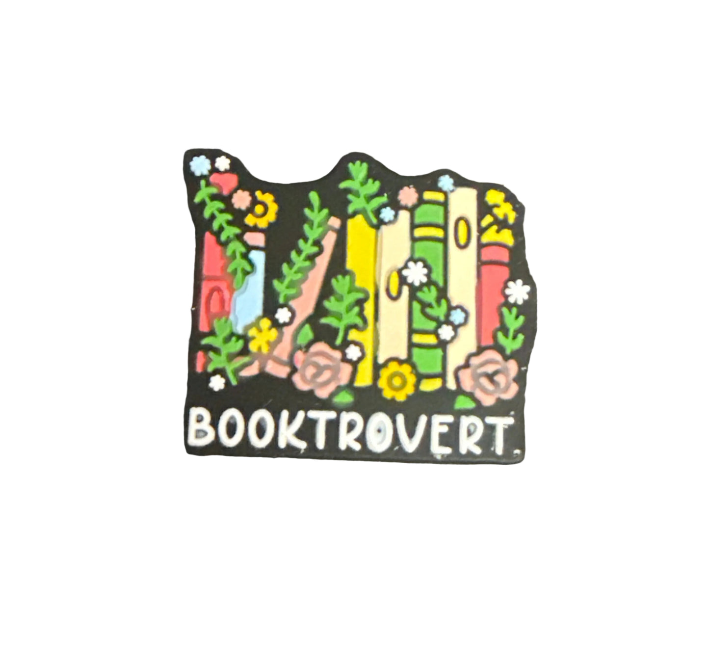 F46 (1)PC- Square Shaped- Colorful BOOKTROVERT W/Books/Flowers Focal Bead for DIY