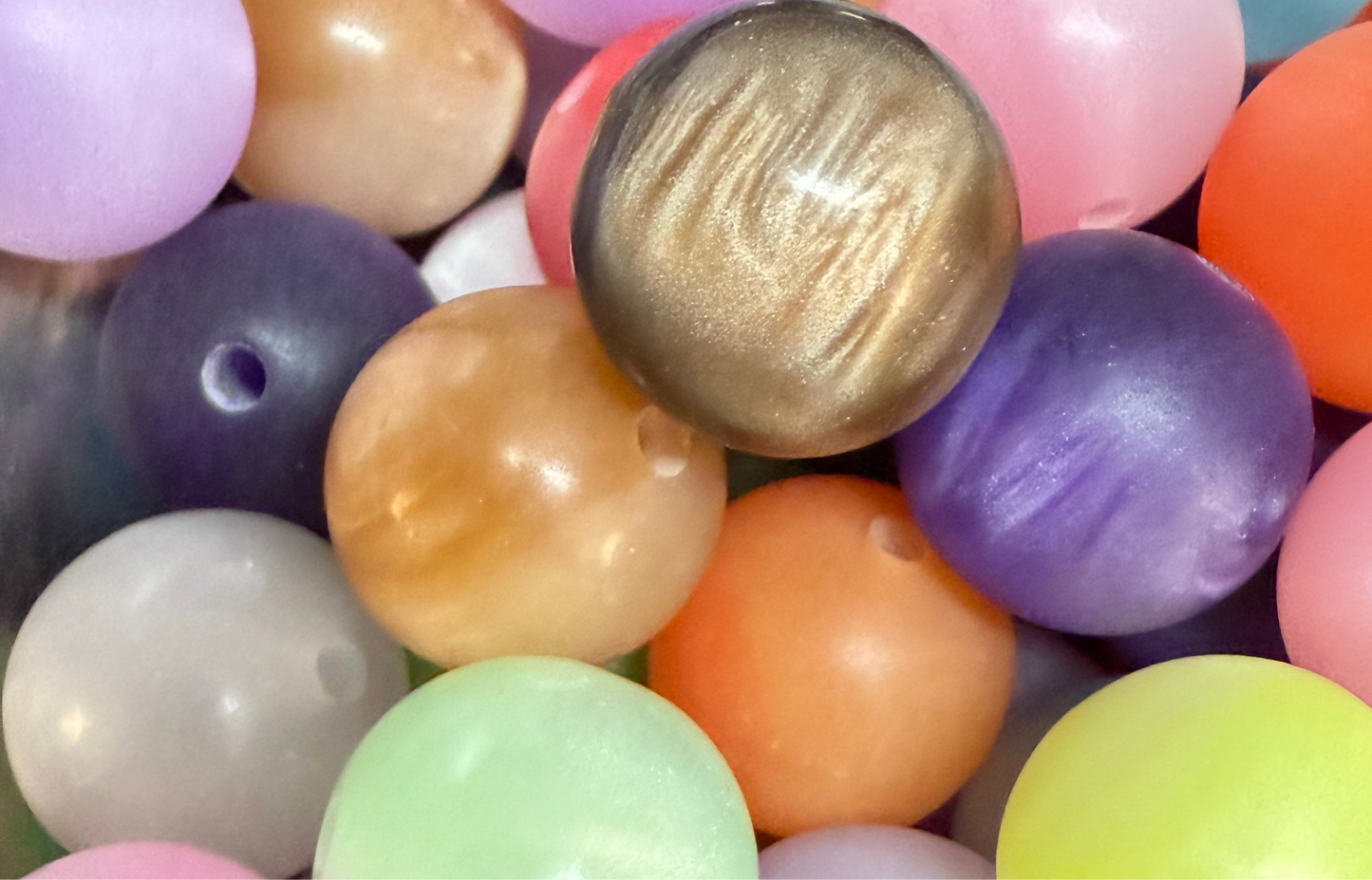 B41- (10PCS) 16mm Multicolored FROSTED CAT EYE Shimmer Glitter Round Acrylic Beads For DIY