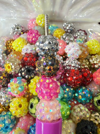 R20- (10PCS) 12mm Mixed Color Bubblegum Acrylic AB RHINESTONE Beads for DIY