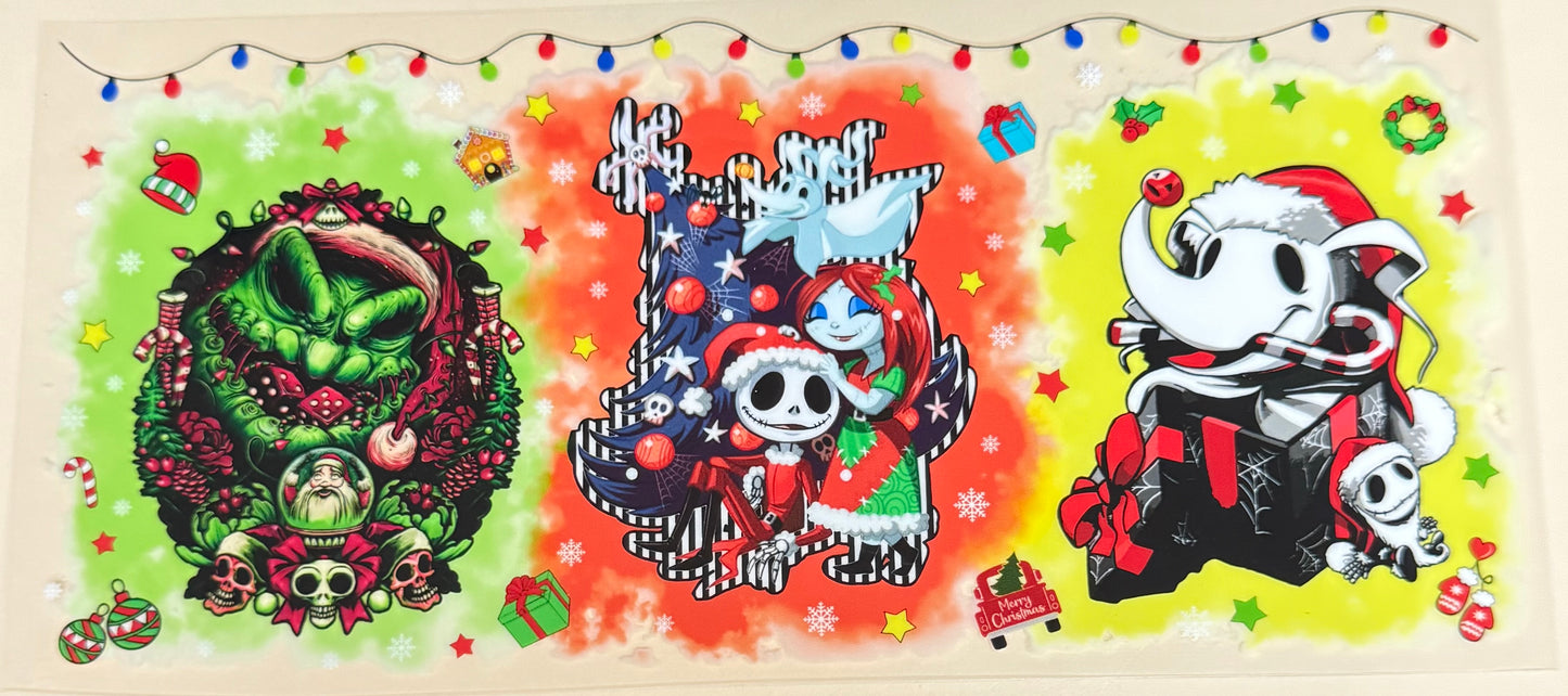 C437- (1PC) JACK & SALLY CHRISTMAS 16OZ UV DTF Transfer Wrap/Sticker for Cup/Tumbler