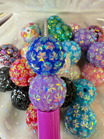 R43- (5PCS) 20mm Multi-Color STAR GALAXY AB Shimmer Color Bubblegum Acrylic Rhinestone Beads for DIY