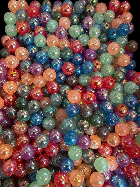 GGB2- (10PCS) 13mm STUNNING GLOW Pastel Light Colors Galaxy UVAB Rainbow Shimmer Beads for DIY