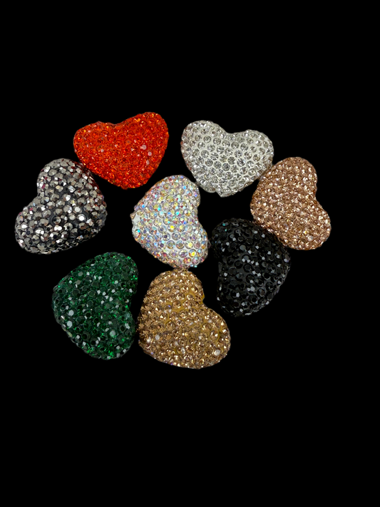 R46- (1PC) CHOOSE YOUR COLOR- High Quality 24mm HEART Pave-rhinestones with Polymer Clay Core Beads for DIY